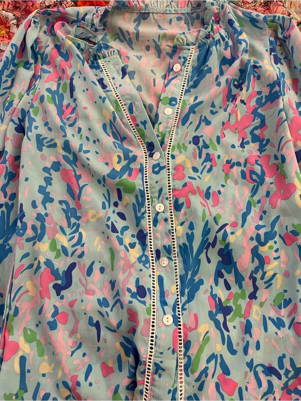 Vibrant Modern Boho Buttonup Blouse